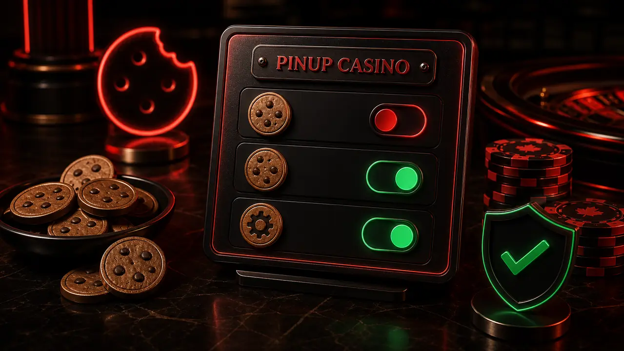 PINUP Casino cookie policy consent panel with cookie tokens