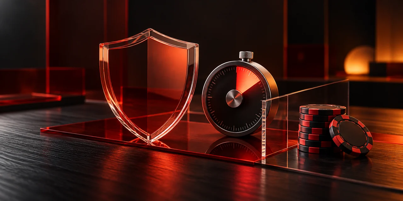Glass shield, timer and casino chips